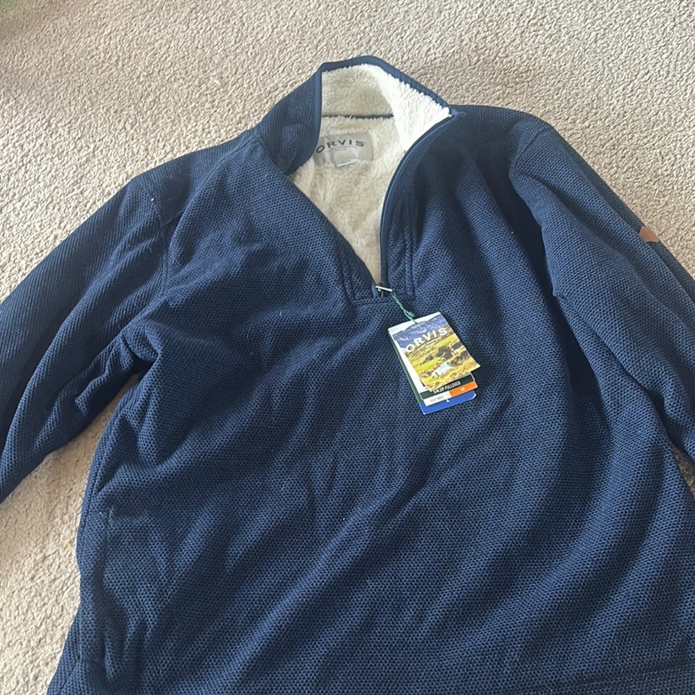 Orvis Men's Navy Zip-Up Sweater